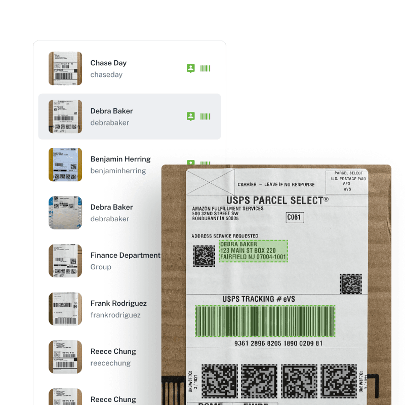 List of package images with preview