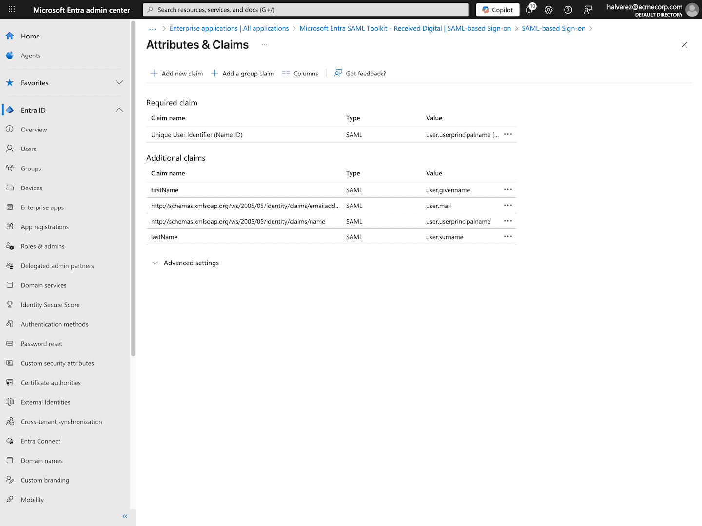 Attributes & Claims - Microsoft Entra