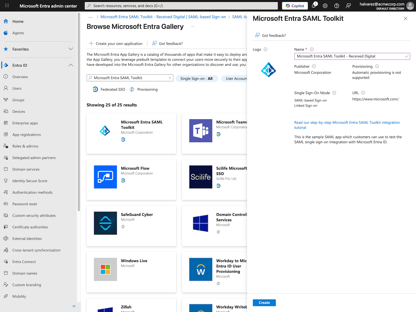 Create new application - Microsoft Entra